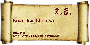 Kupi Boglárka névjegykártya