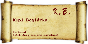 Kupi Boglárka névjegykártya